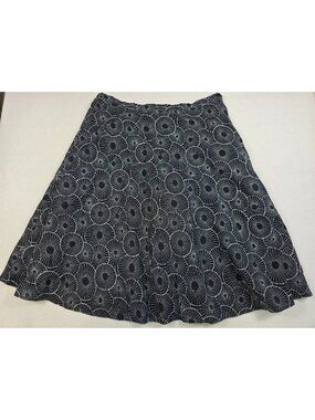 Chicos Black A-Line Knee-Length Skirt W/ White Geometric Print Size 3 XL